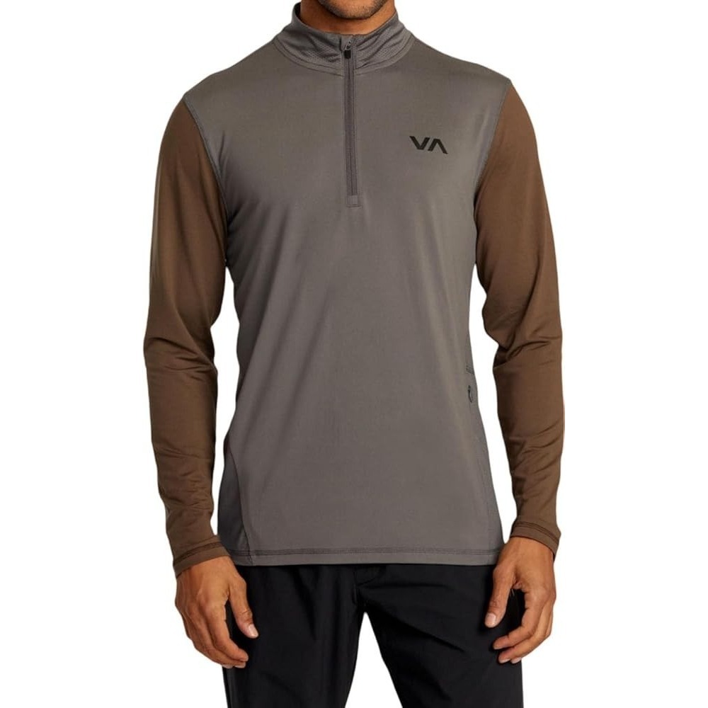 RVCA Men's Medium Sport Vent Long Sleeve Half Zip,Polystr,Elastn,MSRP$75